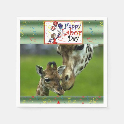 Labour Day Paper Napkins Giraffe Servet (Voorkant)