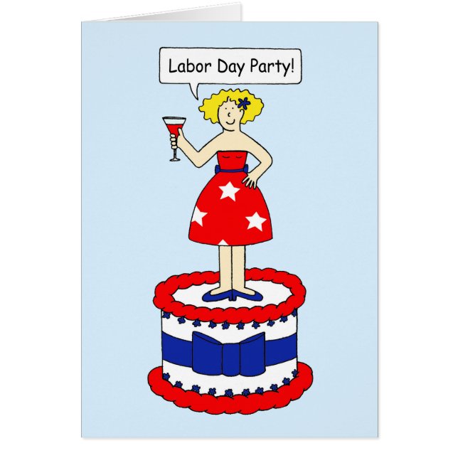 Labour Day Party Invitation Patriotic Lady (Voorkant)