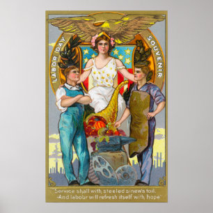 Labour Day Souvenir Laboratories with Lady Justice Poster
