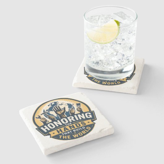 Labour Day  Stenen Onderzetter (Zijkant)