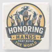 Labour Day  Stenen Onderzetter (Voorkant)