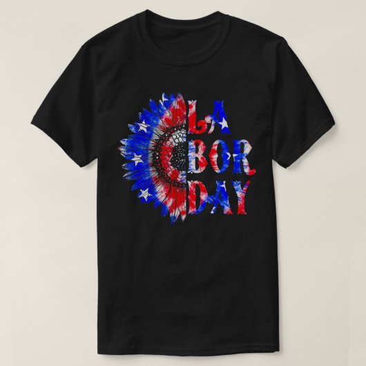 Labour Day Sunflower USA Flag Happy Labour Day T-shirt (Design voorkant)