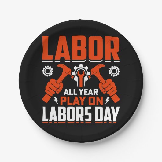 Labour Day T-shirt ontwerp Papieren Bordje (Voorkant)