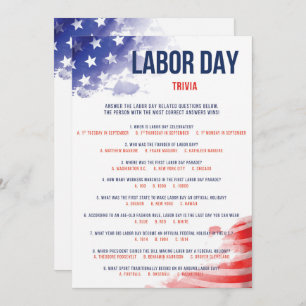 Labour Day Trivia Game USA Quiz Red White & Blue