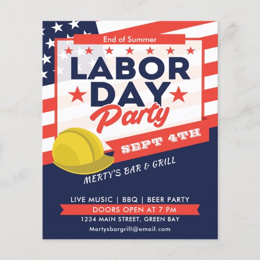 Labour Day USA Flag Hard Pet Party Event Flyer (Voorkant)