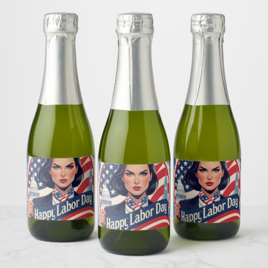 Labour Day Wine Labels - Patriottische Viering Gif Sparkling Wijnetiket (Flessen)