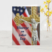 Labourdag Religieuze Patriottische Kruis en Vlag Kaart (Gele Bloem)