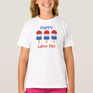 Labourdag rode, witte en blauwe pop-ijs T- T-shirt