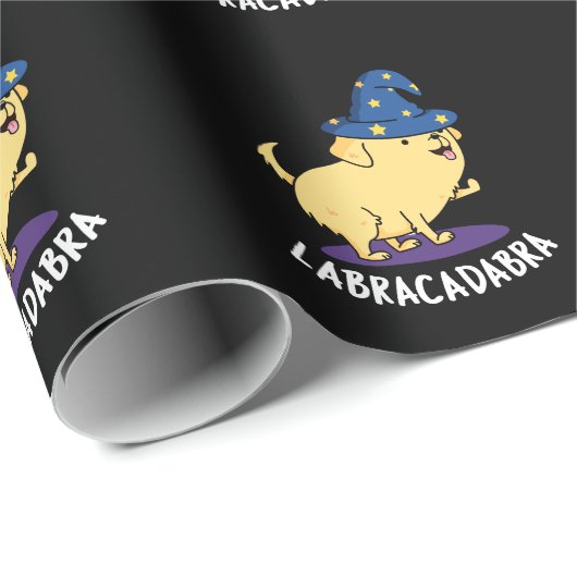 Labra-cadabra Funny Labrador Dog Pun Dark BG Cadeaupapier (Rol Hoek)