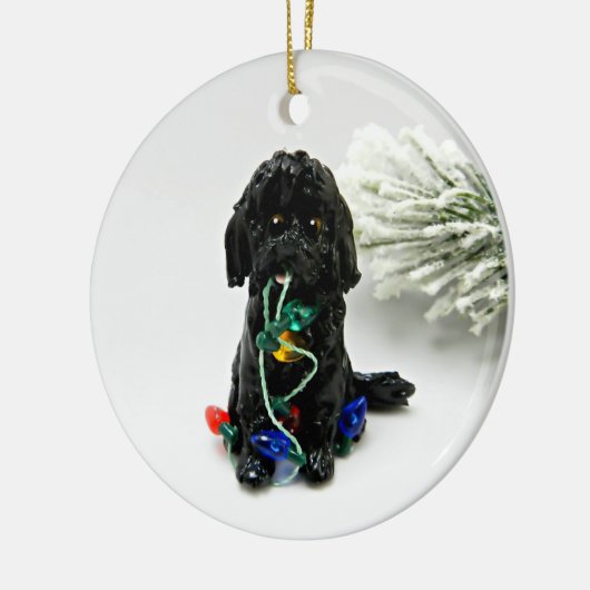 Labra Doodle Golden Doodle Dog kerstversiering Keramisch Ornament (Links)