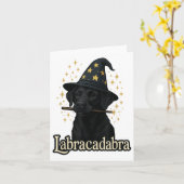 Labracadabra Grappig Zwart Lab Hond Tovenaar Hallo Kaart (Gele Bloem)