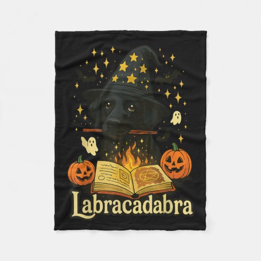 Labracadabra Zwarte Labradors Heksenmeester Hallow Fleece Deken (Voorkant)