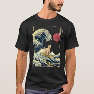 Labradle Japans Kanagawa Wave Funny Surf Dog T-shirt