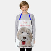 Labradoedle Cooking Chef (naam hier) Kinder Schort (Gedragen)