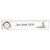 Labradoedle Dog in Leaves Desk Name Bord Naambordje (Voorkant)