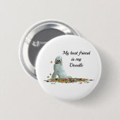 Labradoedle Dog in Leaves Dog Quote Button (Voorkant /achterkant)
