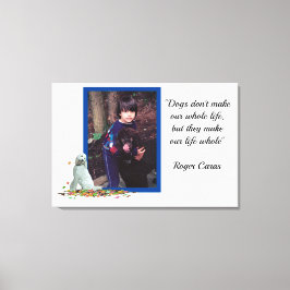 Labradoedle Dog in Leaves Dog Quote Canvas Print