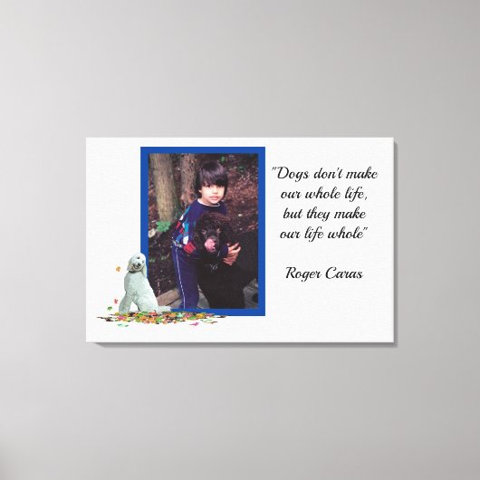 Labradoedle Dog in Leaves Dog Quote Canvas Print (Voorkant)