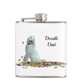 Labradoedle Dog in Leaves Drink Flask Heupfles