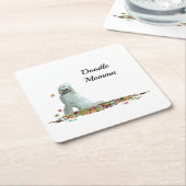 Labradoedle Dog in Leaves Paper Onderzetter (Schuin)