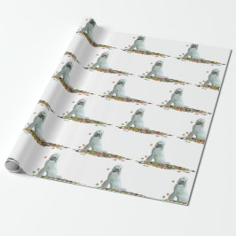 Labradoedle Dog in Leaves Wrapping Paper Cadeaupapier