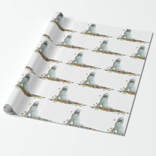 Labradoedle Dog in Leaves Wrapping Paper Cadeaupapier