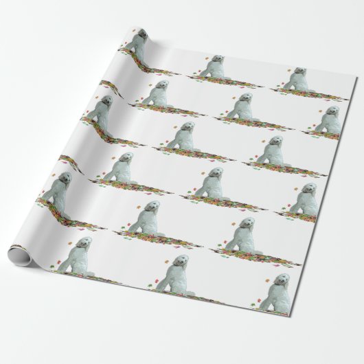 Labradoedle Dog in Leaves Wrapping Paper Cadeaupapier (Uitgerold)