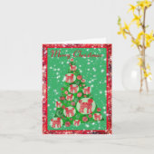 Labradoedle Dog-kerstboom op Cute Holiday Kaart (Gele Bloem)