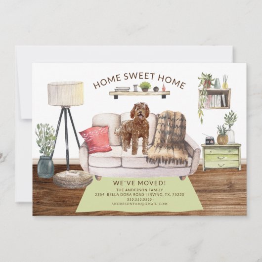 Labradoedle Dog Moving Announcement Kaart (Voorkant)