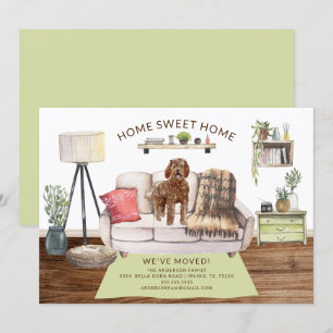 Labradoedle Dog Moving Announcement Kaart