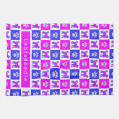 Labradoedle Dog & Paw Hot Pink & Blue Tea Towel Theedoek (Horizontaal)