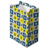 Labradoedle Dog & Paw Yellow & Black Grid Medium Cadeauzakje (Voorkant Gekanteld)
