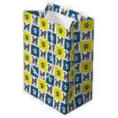 Labradoedle Dog & Paw Yellow & Black Grid Medium Cadeauzakje (Achterkant Gekanteld)