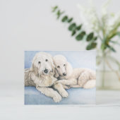 Labradoedle en Standard Poodle Dog Art Briefkaart (Staand voorkant)