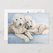 Labradoedle en Standard Poodle Dog Art Briefkaart (Voorkant / Achterkant)