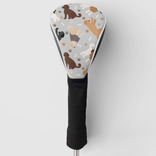 Labradoedle/Goldendoedle Botten en pokken Golfheadcover (Voorkant)