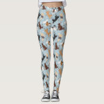 Labradoedle/Goldendoedle Botten en pokken Leggings<br><div class="desc">Cute Labradole / Goldendoedle dogs zitten en staan en rollover met crème, abrikozen, chocolade, zwarte en parti-jassen met een verspreid bot van honden en een schildpad.</div>