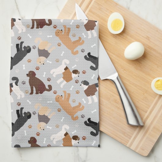 Labradoedle/Goldendoedle Botten en pokken Theedoek (Quarter Fold)