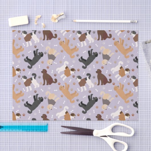 Labradoedle/Goldendoedle Botten en pokken Tissuepapier (Craft)