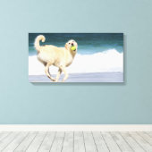 Labradoedle - Happy Day op strand Canvas Afdruk (Insitu (Houten vloer))