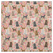 labradoedle hond  floralen perziken stof (Swatch)