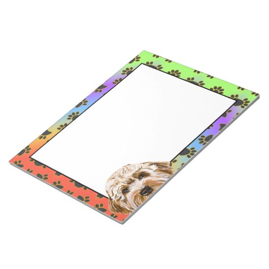 Labradoedle kleurig hondpawpatroon notitieblok (Schuin)