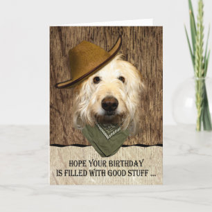 Labradoedle met Cowboy Pet Funny Birthday Card Kaart