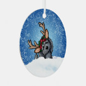 Labradoedle Reindeer Kerstkeramisch Ornament (Voorkant Rechts)