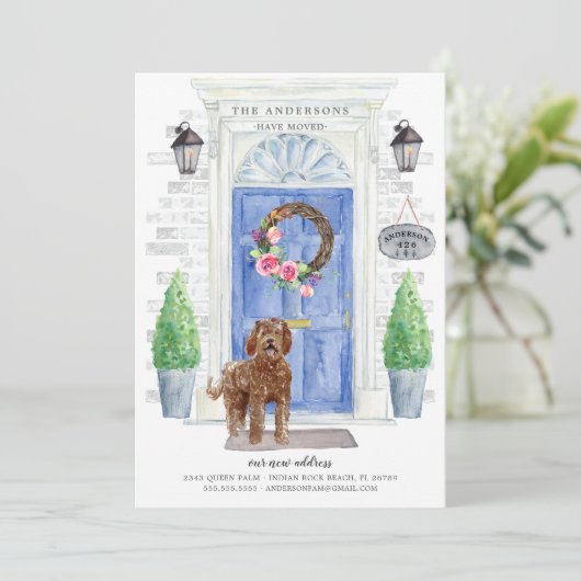 Labradoedle Voorste Aankondiging van Bewegingsmech (Staand voorkant)