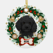 Labradole Dog Kerstmis Cute Dog Cookie Wreath Keramisch Ornament (Voorkant)