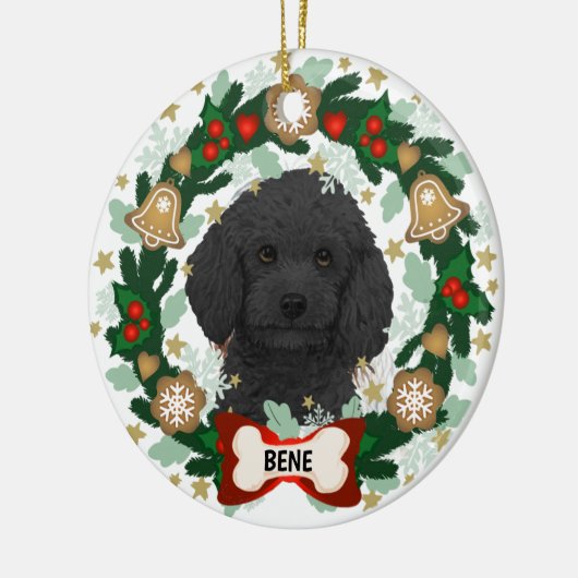 Labradole Dog Kerstmis Cute Dog Cookie Wreath Keramisch Ornament (Links)