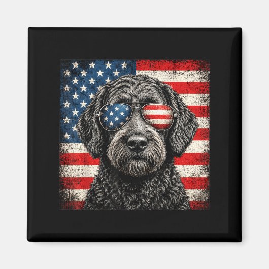 Labradoodle 4 juli Amerikaanse vlag hond Magneet (Voorkant)
