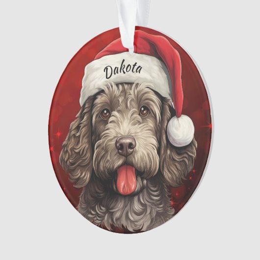Labradoodle Aangepaste Kerstversiering Ornament (voorkant)