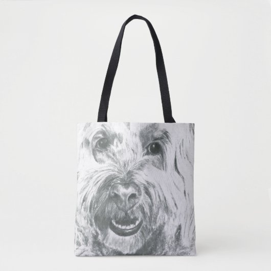 Labradoodle Art Zwart-wit Schattige Tote Bag (Voorkant)